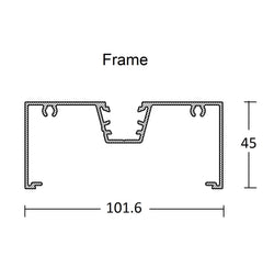 Aluminium Commercial Window Material - 400 Series Style 101.6 x 45mm Centre Single Glazed