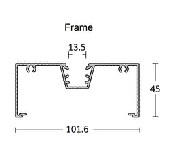 Aluminium Commercial Window Material - 400 Series Style 101.6 x 45mm Centre Single Glazed Mill Finish & Natural / Clear Anodised