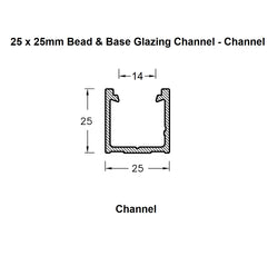 Aluminium Glazing Channel Mill Finish