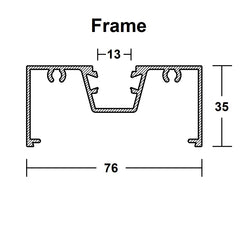 Aluminium Commercial Window Material - 300 Series Style 76 x 35mm Centre Single Glazed