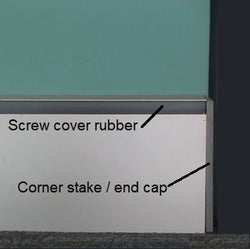 Aluminium Skirting - Screw Fix Screw Cover Rubber & End Cap / Corner Stakes