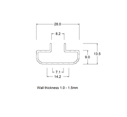 Aluminium Slatwall Insert 28 x 13.5mm
